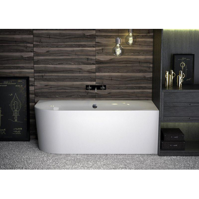 Plieger Kansas Baignoire d'angle - 180x80x60cm - angle droit - avec arrivée d'eau - avec garniture de vidage et de trop-plein - avec pieds - acrylique - blanc