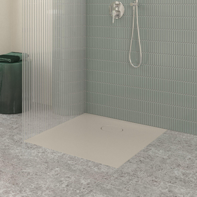 Villeroy & Boch Ecora douchebak - 80x80x3.5cm - afvoer korte zijde - almond (beige)