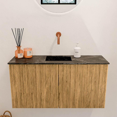 Mondiaz JOYA-DLUX Meuble de toilette 80cm - couleur Chêne - Vasque FAYE position Milieu Sans trou de robinet couleur Lava