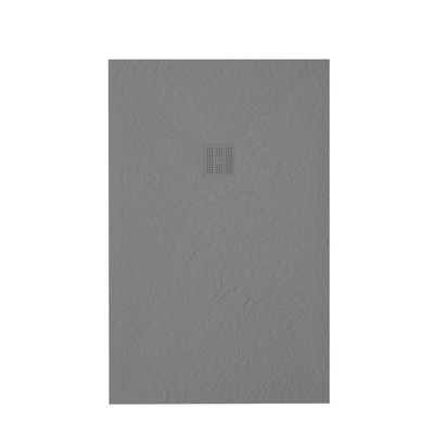 ZEZA Grade Receveur de douche - 120x80cm - antidérapant - antibactérien - marbre minéral - rectangulaire - mat cemento (gris)