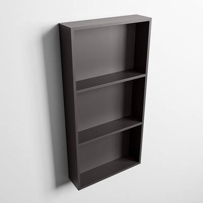 Mondiaz Easy nis 29.5x59.5x8cm voor Inbouw/opbouw 3 open vakken Solid surface DarkGrey/DarkGrey