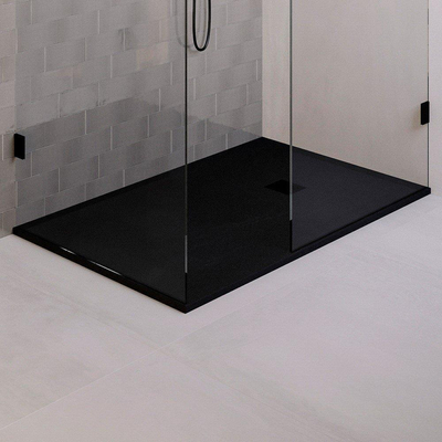 BRAUER Asteroid Douchebak 90x160 incl. antislip en antibacterieel mineraalmarmer mat zwart