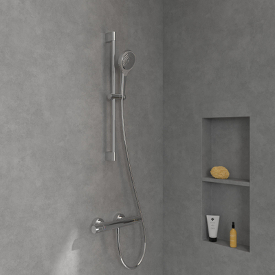 Villeroy & Boch Verve Showers Ensemble barre de douche avec trois fonctions pour montage mural - chrome