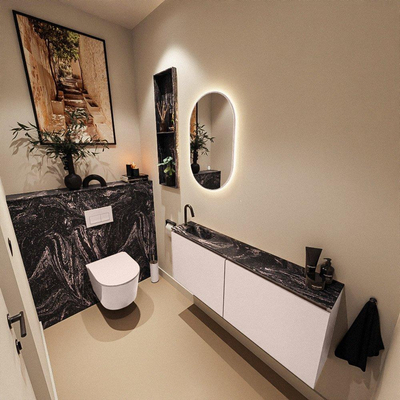 MONDIAZ TURE-DLUX Meuble toilette - 120cm - Rosee - EDEN - vasque Lava - position gauche - 1 trou de robinet