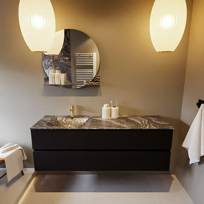 Mondiaz VICA-DLUX ensemble de meuble de salle de bain - 150cm - meuble sous-vasque urban - 2 tiroirs - lavabo encastré cloud gauche - 1 trou de robinet - miroir modèle spot - version XL 60cm haut - lave