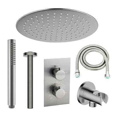 FugaFlow Eccelente Sobrado Badkamer inbouw regendoucheset met thermostaat plafondarm hoofddouche staaf handdouche geborsteld rvs PVD