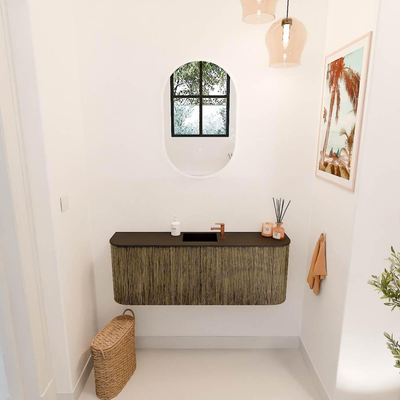 Mondiaz JOYA 113.2cm toiletmeubel - ronding links en rechts kleur Dusk - Wastafel FAYE positie Midden 1 kraangat kleur Urban.