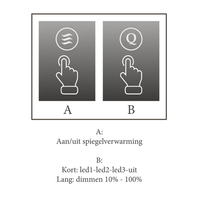 TuTTi Q-Mirrors Spiegel - 60x80 - ovaal - touch-icoontjes - spiegelverwarming - LED verlichting - 3 kleuren - ambiance rondom