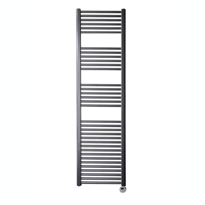 Sanicare Elektrische Radiator - 172x45cm - 920W - design - thermostaat - chroom - rechtsonder - gunmetal (antraciet)