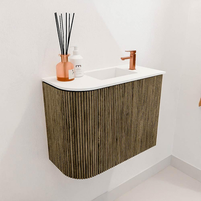 Mondiaz JOYA 51.6cm toiletmeubel - ronding links kleur Dusk - Wastafel FAYE positie Rechts 1 kraangat kleur Talc.