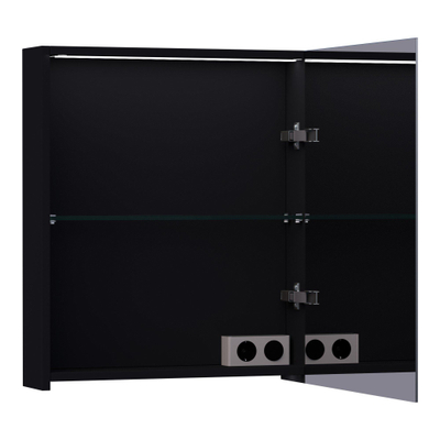 BRAUER Impress Deluxe armoire de toilette – 59 x 70 x 15 cm – Éclairage LED – ouverture à droite – Noir mat