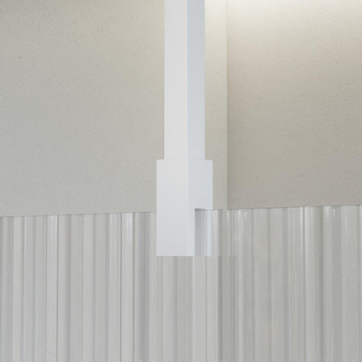 FortiFura Galeria Douche à l'italienne - 100x200cm - Verre nervuré - Bras plafond - Blanc mat