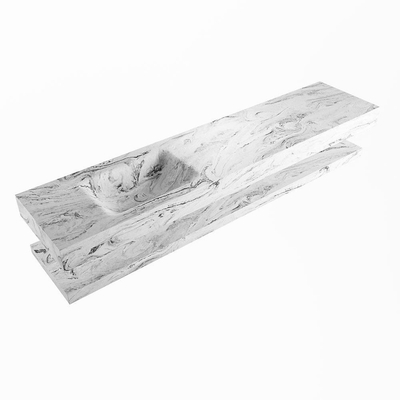 MONDIAZ ALAN - DLUX Badkamermeubelset - 200cm - planchet - Glace - vrijhangende wastafel - wasbak links - 0 kraangaten - Glace