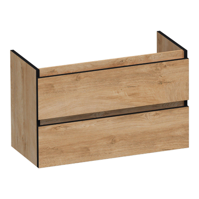 BRAUER Joy Edge wastafelonderkast ondiep 80 2 softclose lades - greeploos - 1 sifon uitsparing - Forest Tan
