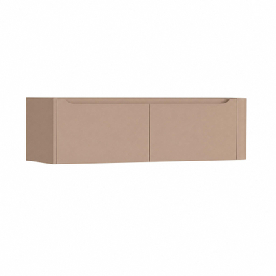 H&R Badmeubelen Juice Wastafelonderkast - 140x45x40cm - rechterhoek afgerond - 2 lades - geïntegreerde greep - peach