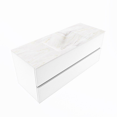 Mondiaz VICA-DLUX ensemble de meuble de salle de bain - 120cm - meuble sous lavabo talc - 2 tiroirs - lavabo encastré cloud milieu - sans trous de robinet - version haute de 60cm - ostra