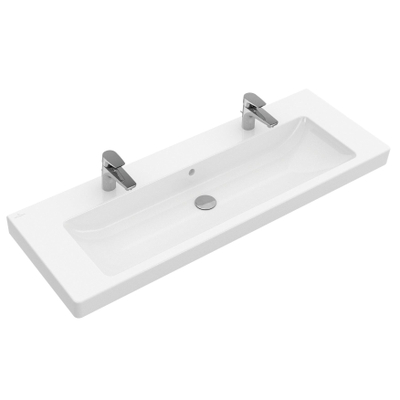 Villeroy & Boch Subway 2.0 lavabo-meuble - 130x47cm - avec 2 trous de robinet avec trop-plein blanc