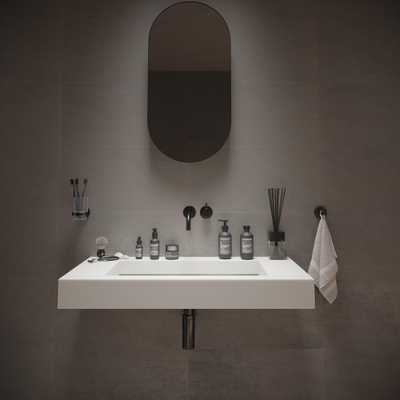 Ideavit Solidsquare Wastafel 90x46x10cm rechthoek 0 kraangaten 1 wasbak Solid surface wit