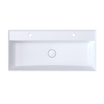 Arcqua Edge Opbouw Wastafel - 100x47x12cm - 2 kraangaten - cast marble - glans wit