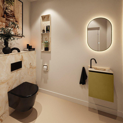 MONDIAZ TURE-DLUX Meuble toilette - 40cm - Oro - EDEN - vasque Frappe - position droite - 1 trou de robinet