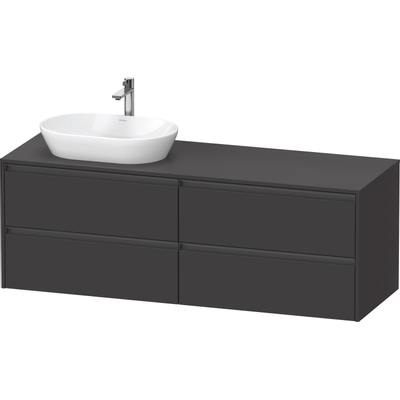 Duravit Ketho 2 meuble sous-lavabo avec plan de console avec 4 tiroirs pour vasque à gauche 160x55x56.8cm avec poignées graphite anthracite supermat
