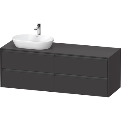 Duravit ketho 2 meuble sous lavabo avec plaque console avec 4 tiroirs pour lavabo à gauche 160x55x56.8cm avec poignées anthracite graphite super mat