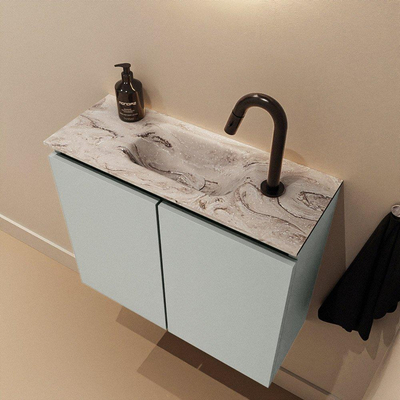 MONDIAZ TURE-DLUX 60cm toiletmeubel Greey. EDEN wastafel Glace positie midden. Met 1 kraangat.