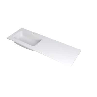 Ink faktor lavabo 140x1.5x45cm 1 trou pour robinet lavabo polystone blanc mat