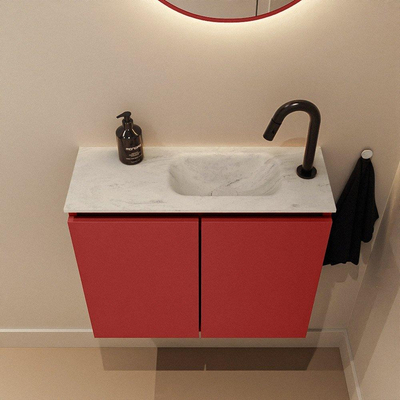MONDIAZ TURE-DLUX 60cm toiletmeubel Fire. EDEN wastafel Opalo positie rechts. Met 1 kraangat.