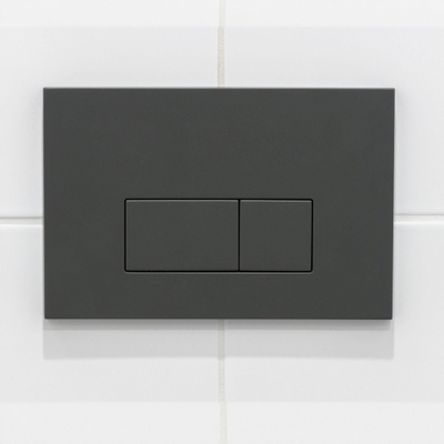 QeramiQ Push Bedieningsplaat met toiletblokjeshouder - voor Geberit UP320 inbouwreservoir - dualflush - rechthoekige knoppen - kunststof - inclusief 12 toiletblokjes - mat antraciet