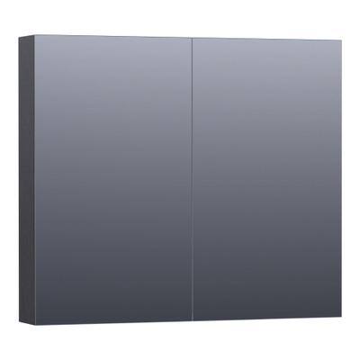 Saniclass Plain Armoire de toilette 80x70x15cm Black Wood