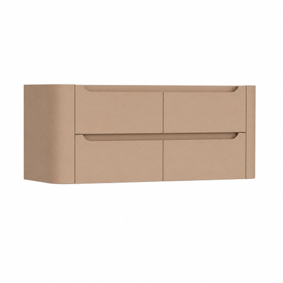 H&R Badmeubelen Juice Wastafelonderkast - 120x45x50cm - afgeronde hoeken - 4 lades - geïntegreerde greep - Peach