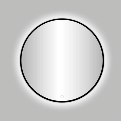 Saniclass Lonato Miroir salle de bain rond diamètre 100cm avec éclairage LED indirect et chauffe miroir interrupteur tactile Noir mat DÉSTOCKAGE
