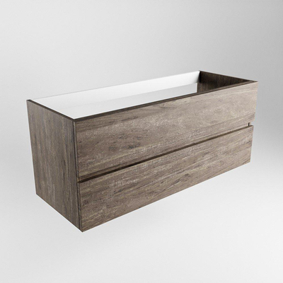 Mondiaz VICA Meuble sous lavabo - 120cm - 2 tiroirs - sans découpe - Marron foncé