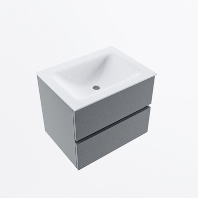 Mondiaz VICA ensemble de meuble de salle de bain - 60cm - meuble sous-vasque plata - 2 tiroirs - lavabo cloud milieu - sans trous de robinet - version haute de 60cm - talc