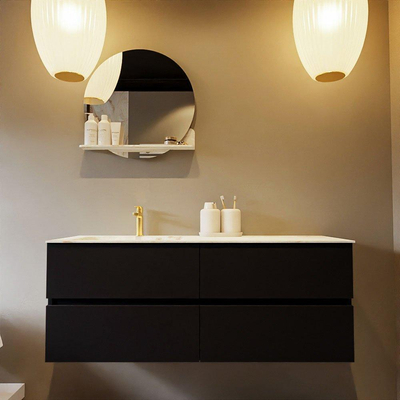 Mondiaz VICA-DLUX ensemble de meuble de salle de bain - 130cm - meuble sous-vasque urban - 4 tiroirs - lavabo encastré cloud gauche - 1 trou de robinet - version haute de 60cm - frape