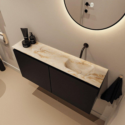 MONDIAZ TURE-DLUX Meuble WC 100cm Urban. EDEN lavabo Frappe position droite. Sans trou de robinet.