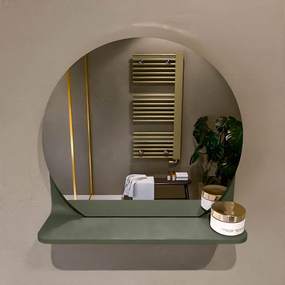 Mondiaz SPOT Badkamerspiegel - rond 40cm - spiegelplanchet - kleur Army
