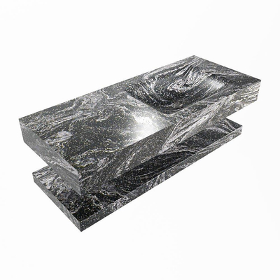 MONDIAZ ALAN - DLUX Badkamermeubelset - 110cm - planchet met vrijhangende wastafel - wasbak rechts - 0 kraangaten - Lava
