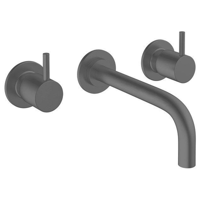 Crosswater MPRO Wastafelkraan inbouw - uitloop 19cm - met inbouwdeel - slate gunmetal (antraciet)