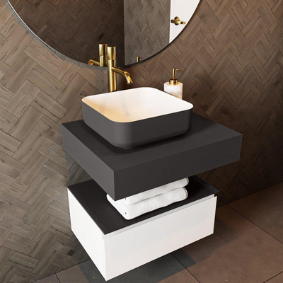 Mondiaz TOP 51 Topblad - 40x51x12cm - geschikt voor afdekplaat - Solid surface - Dark Grey
