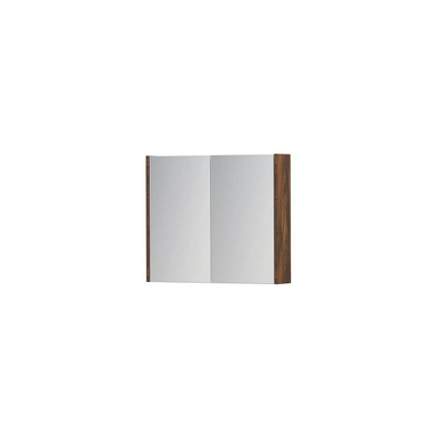 INK SPK1 spiegelkast – 70x60x14 cm – 2 deuren, dubbelzijdige spiegeldeuren – Noten mat