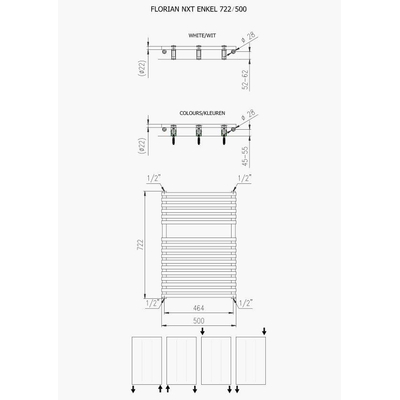 Plieger florian nxt Radiateur design horizontal simple 722x500mmcm 349watt blanc