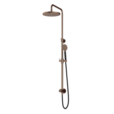 Hotbath Cobber M438 ensemble de douche pluie avec inverseur et flexible de douche 150cm avec douche de tête ronde 30cm douchette ronde laiton vieilli