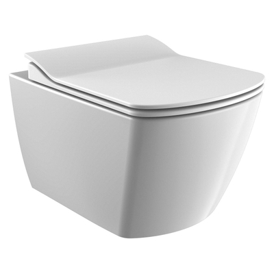 Creavit Elegant hangtoilet – Rim-Off – verdekte bevestiging – diepte 51,3 cm – glans wit