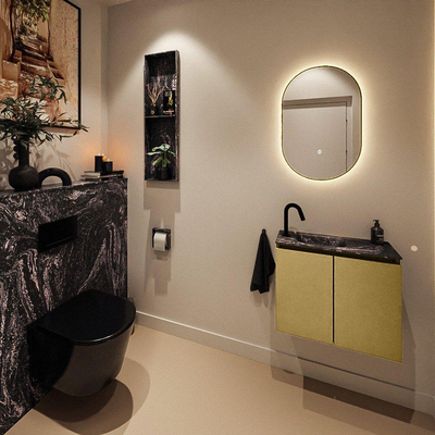 MONDIAZ TURE-DLUX Meuble toilette - 60cm - Oro - EDEN - vasque Lava - position gauche - 1 trou de robinet