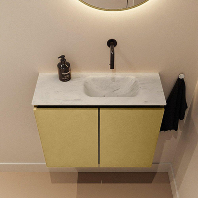 MONDIAZ TURE-DLUX Meuble toilette - 60cm - Oro - EDEN - vasque Opalo - position droite - sans trou de robinet
