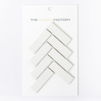 ÉCHANTILLON The Mosaic Factory Paris carreau mosaïque 2,3x7,3x0,6cm pour mur et sol pour intérieur et extérieur chevron Céramique Mat Blanc