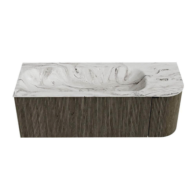 Mondiaz KURVE-DLUX Ensemble de meuble de salle de bains - 125x46x40cm - 1 tiroir - 1 porte - vasque solid surface - gauche - sans trou de robinet - Shadow