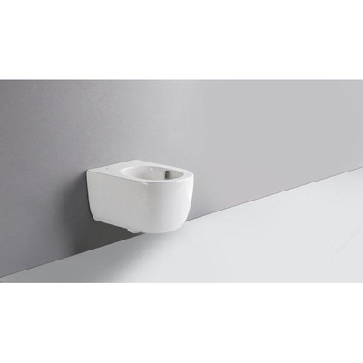 QeramiQ Dely Swirl Ensemble de toilette - réservoir encastré QeramiQ Flush - abattant slim - plaque de commande blanche mate en métal - boutons rectangulaires - blanc brillant